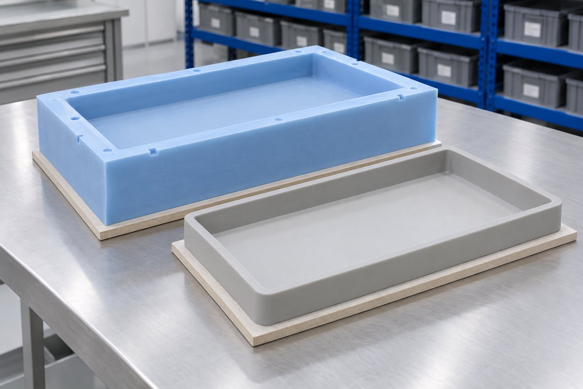 Illustrative example: Large silicone tray supported by a rigid carrier board