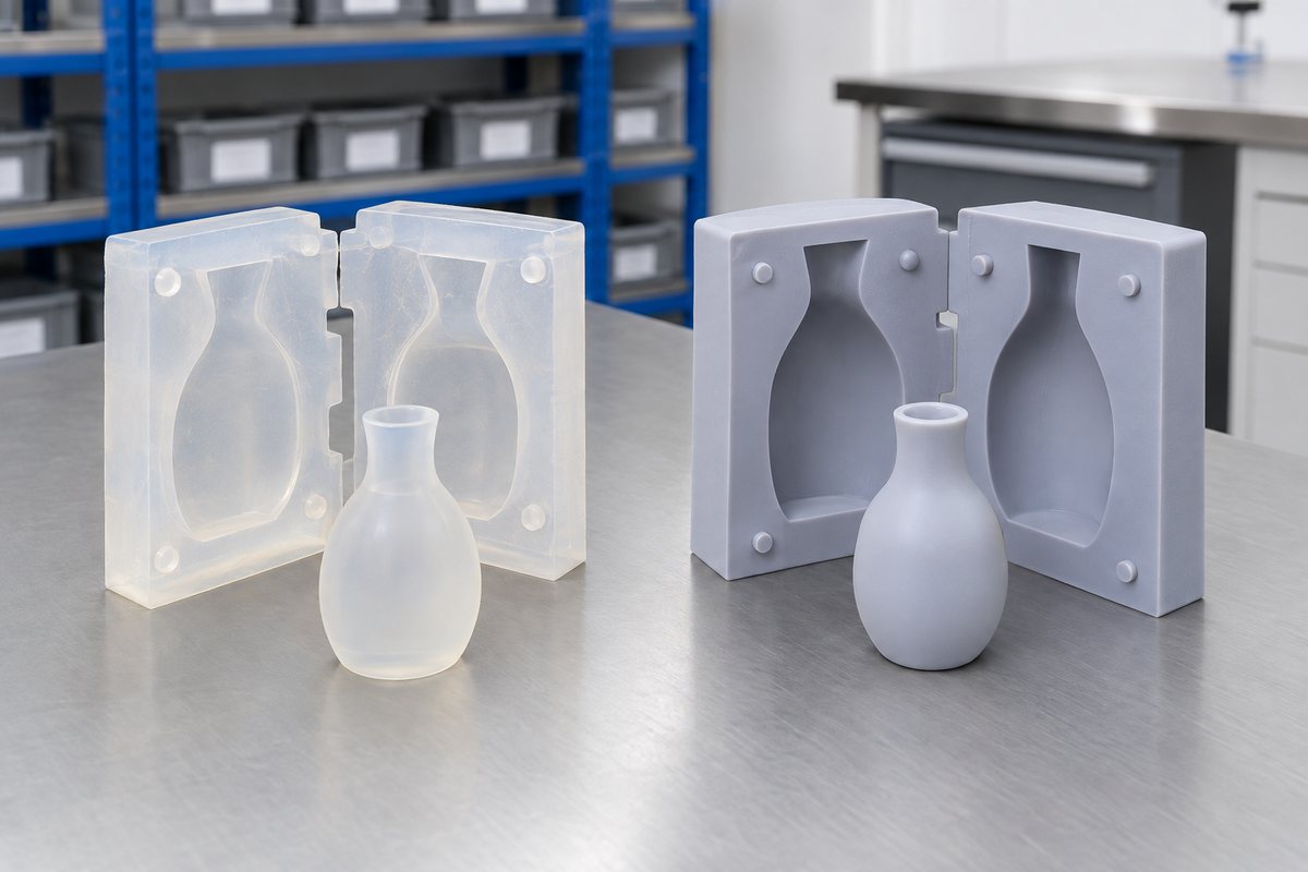 Illustrative example: Two silicone mould samples with different clarity and finish