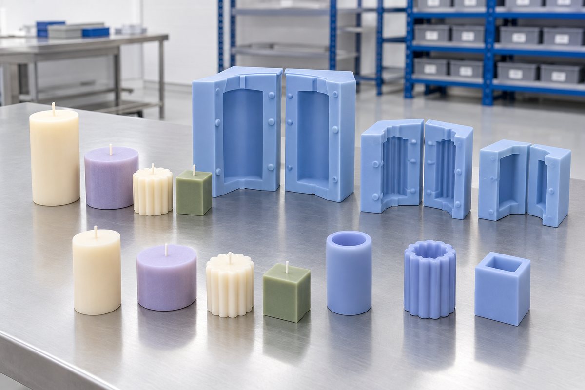 Illustrative example: Wax samples and silicone test pieces used to judge mould specification