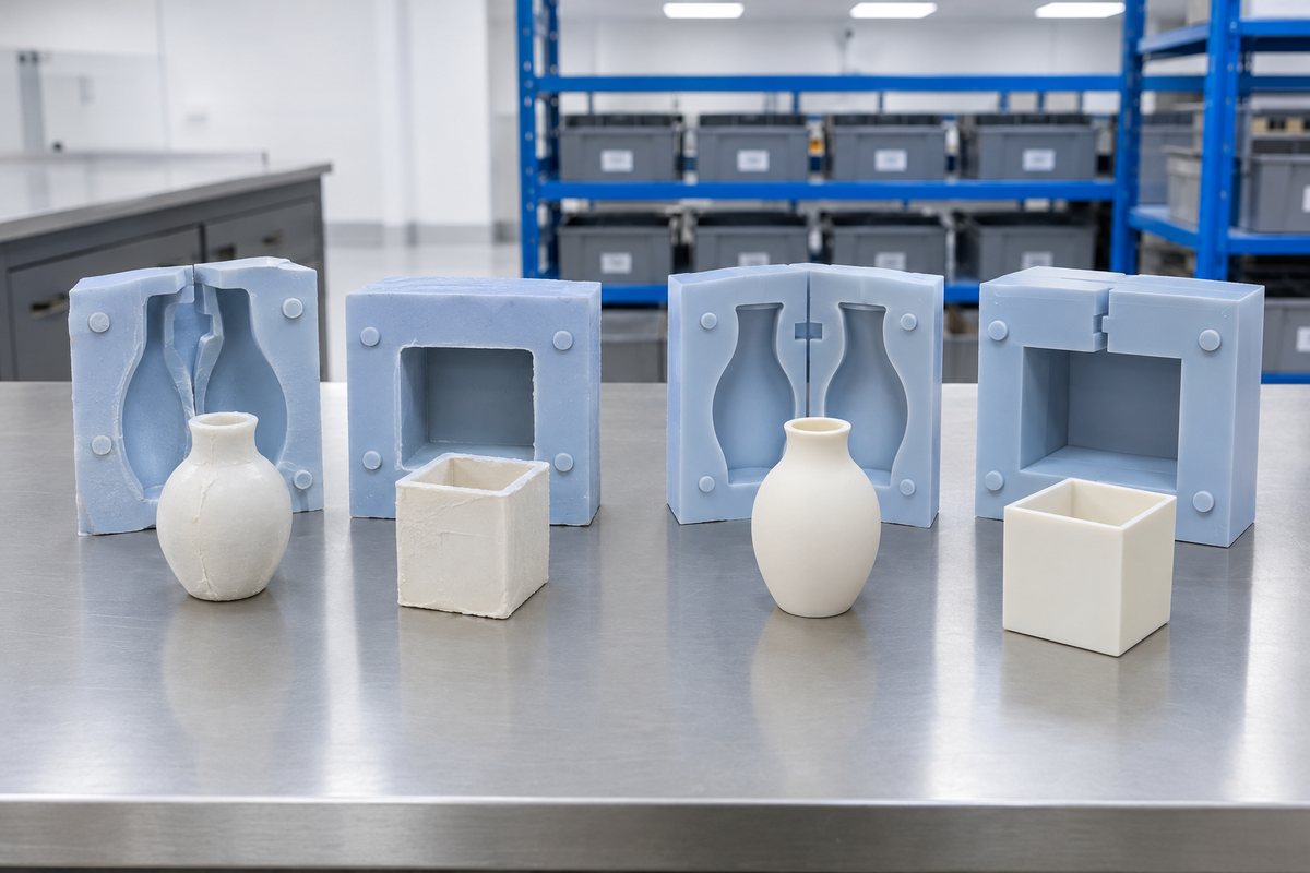 Illustrative example: Silicone mould sections comparing poor and better specification choices