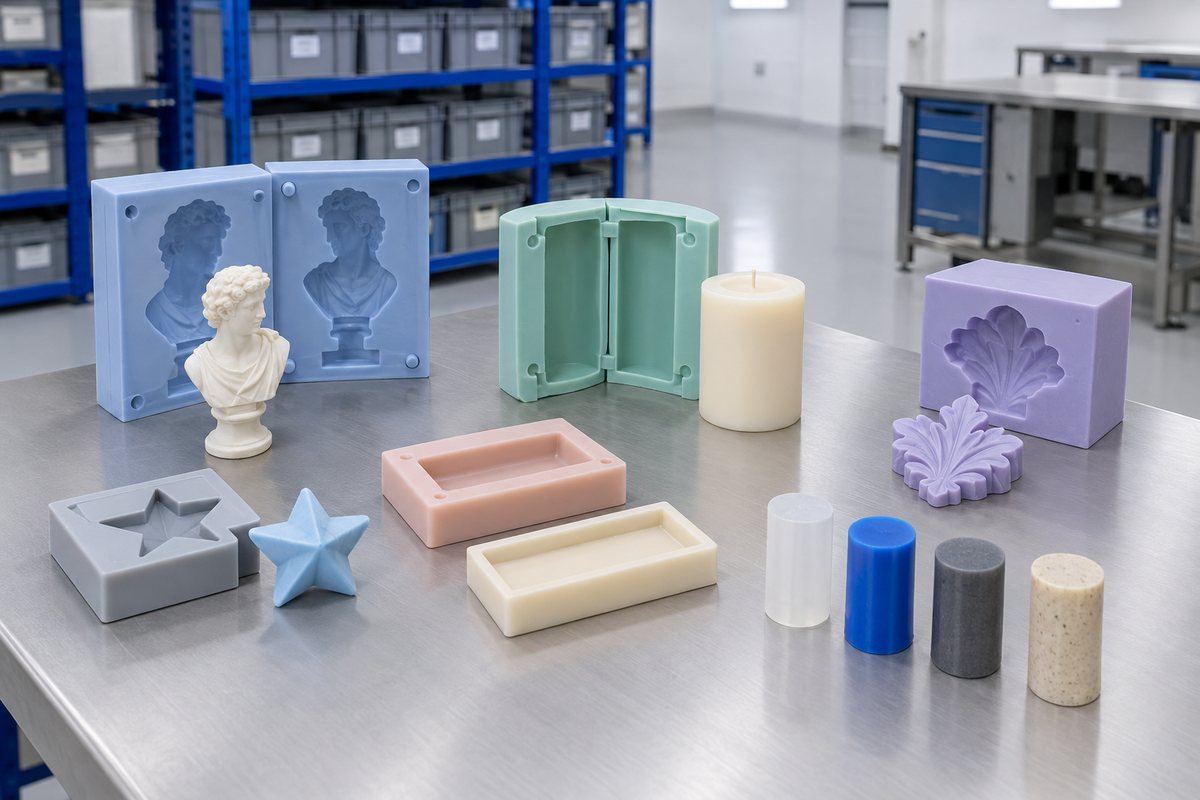 Illustrative example: Cast samples and mould test pieces arranged for material selection