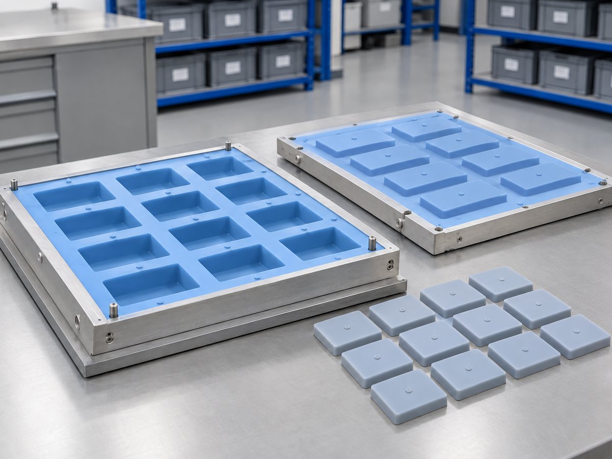 Illustrative example: Multi-cavity patch mould in a rigid frame on a flat base