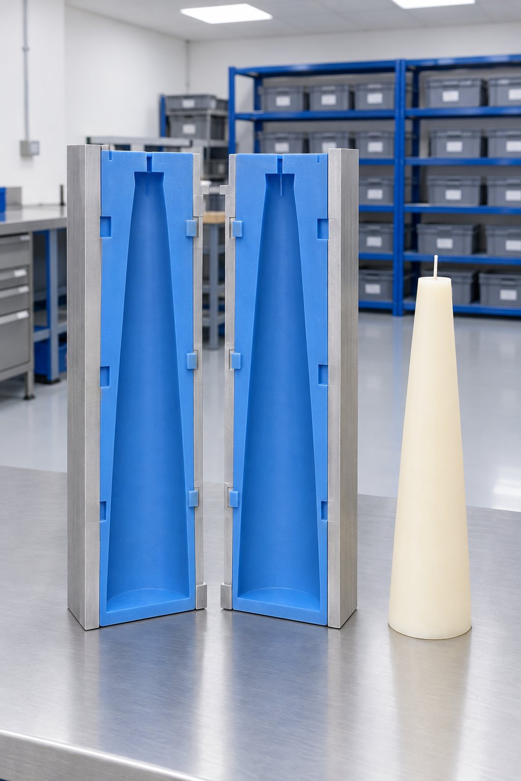 Illustrative example: Split silicone pillar mould supported by a rigid outer sleeve