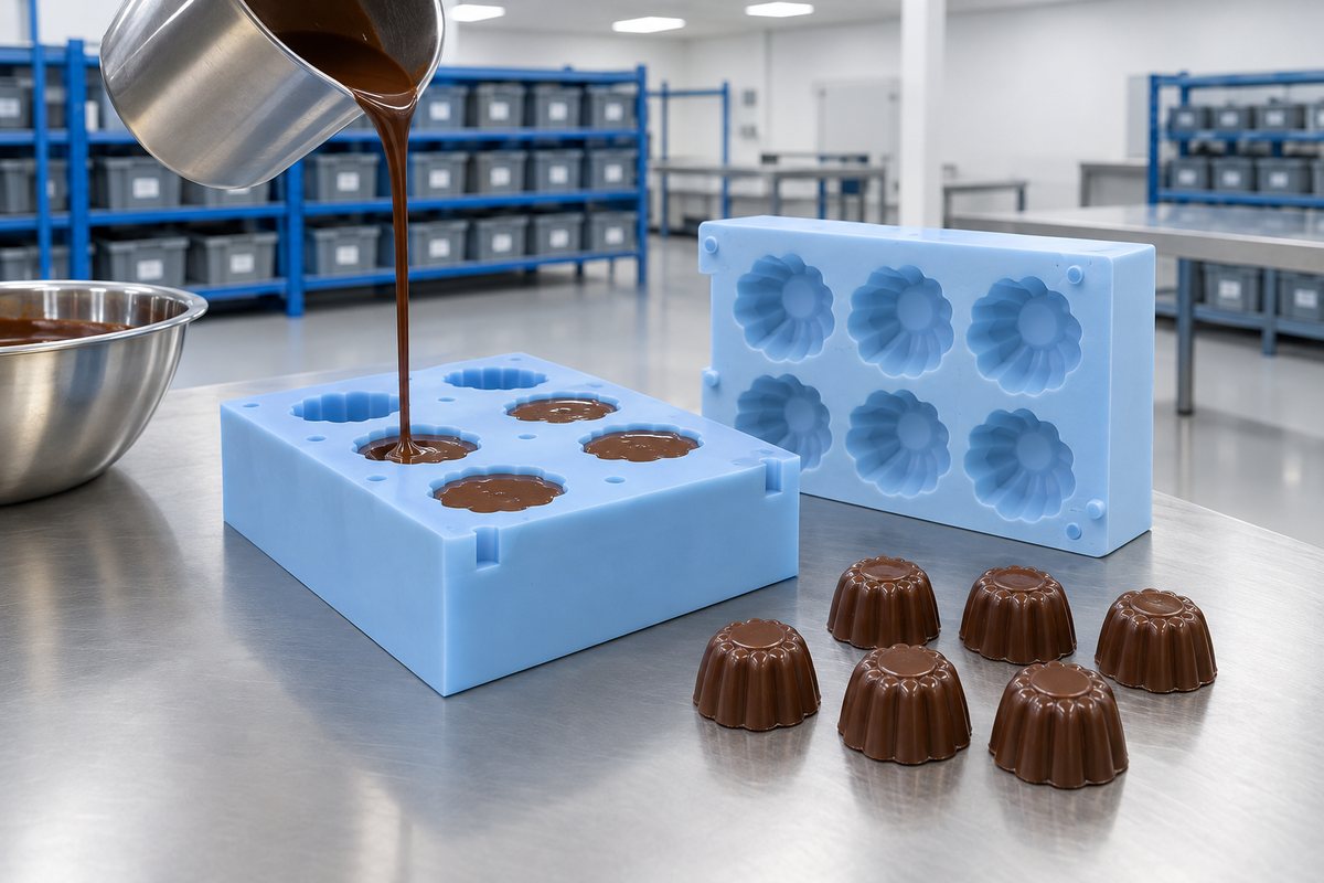 Illustrative example: Food-contact silicone moulds with controlled material handling on stainless steel