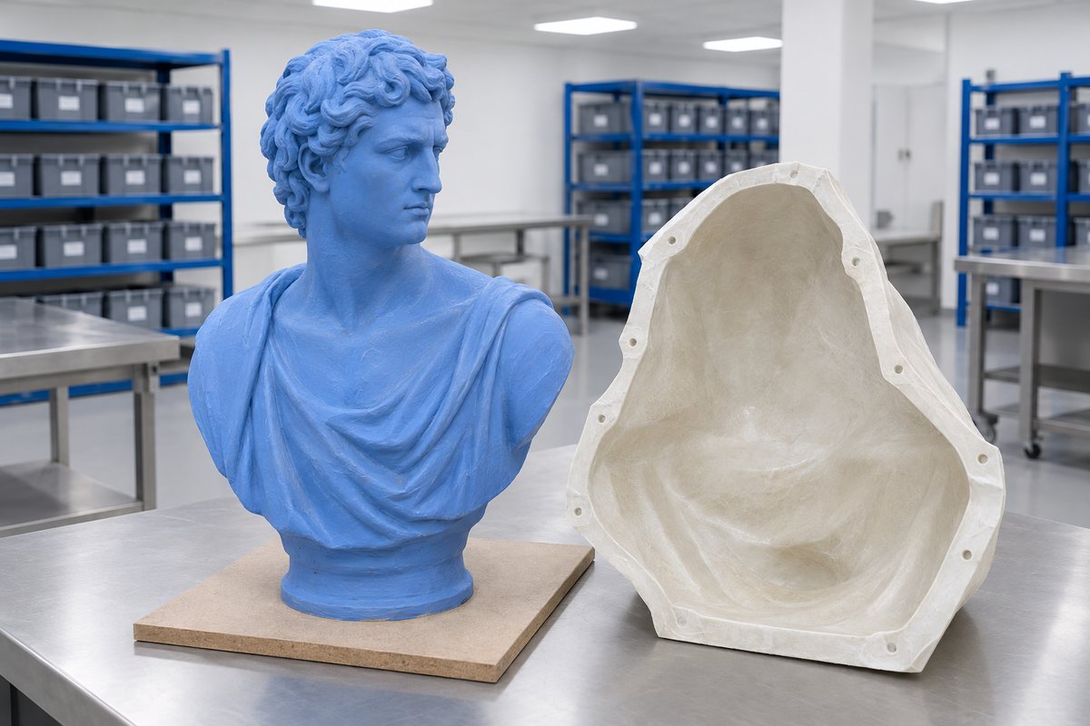 Illustrative example: Large master with brushed silicone skin and mother mould support