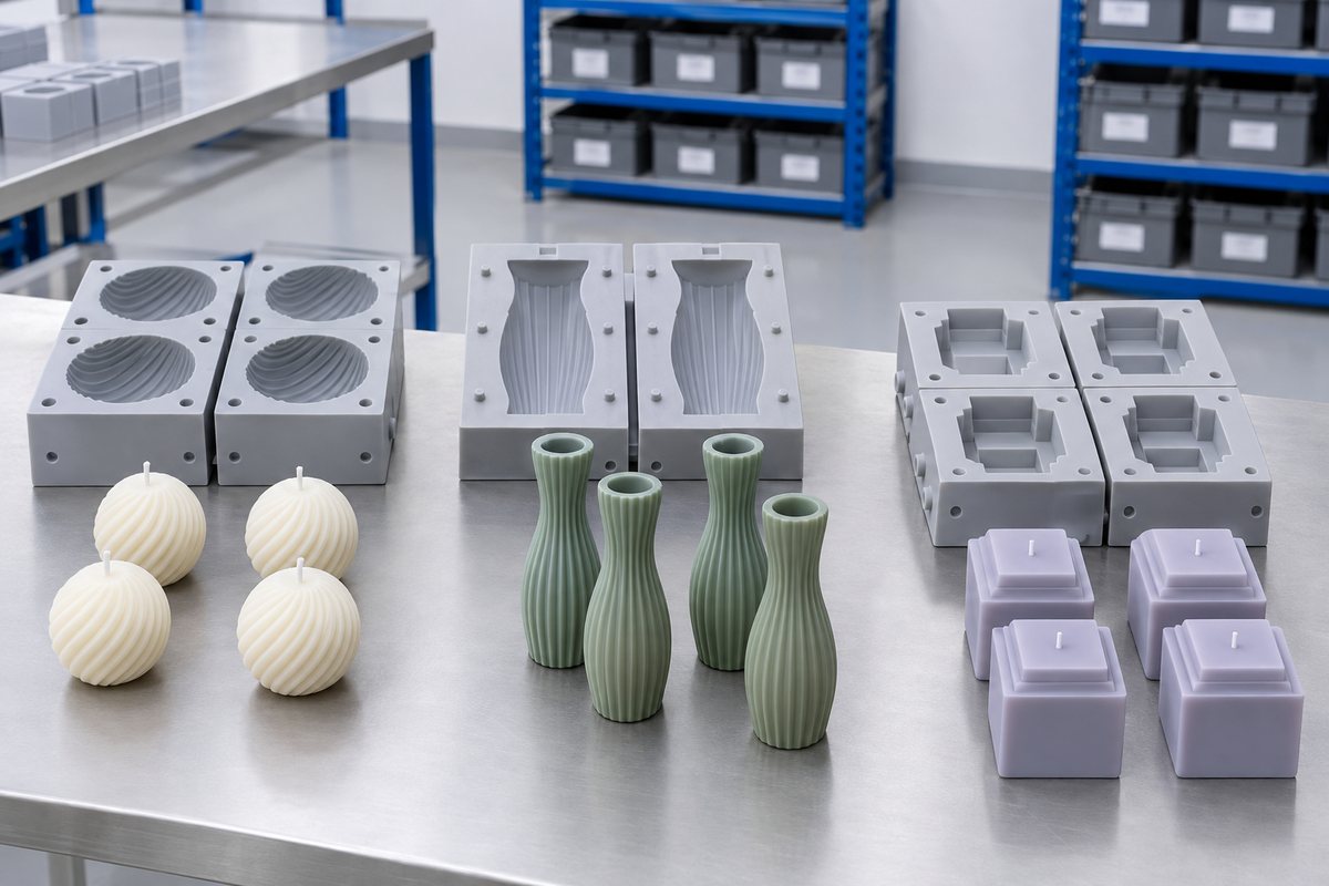 Illustrative example: Small batches of finished castings grouped for packing and repeat runs